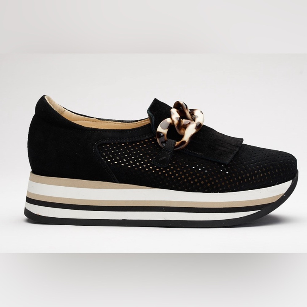 Softwave Women's Black Platform Loafers